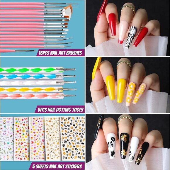 Acrylic Fake Nails Kit, Press On Nail Supplies with Clear Coffin Nail Tips Nail - Picture 3 of 7